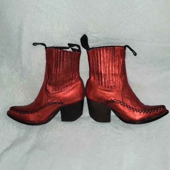 Jeffrey Campbell Metallic Western Ankle Boots Size 7 - Picture 10 of 16